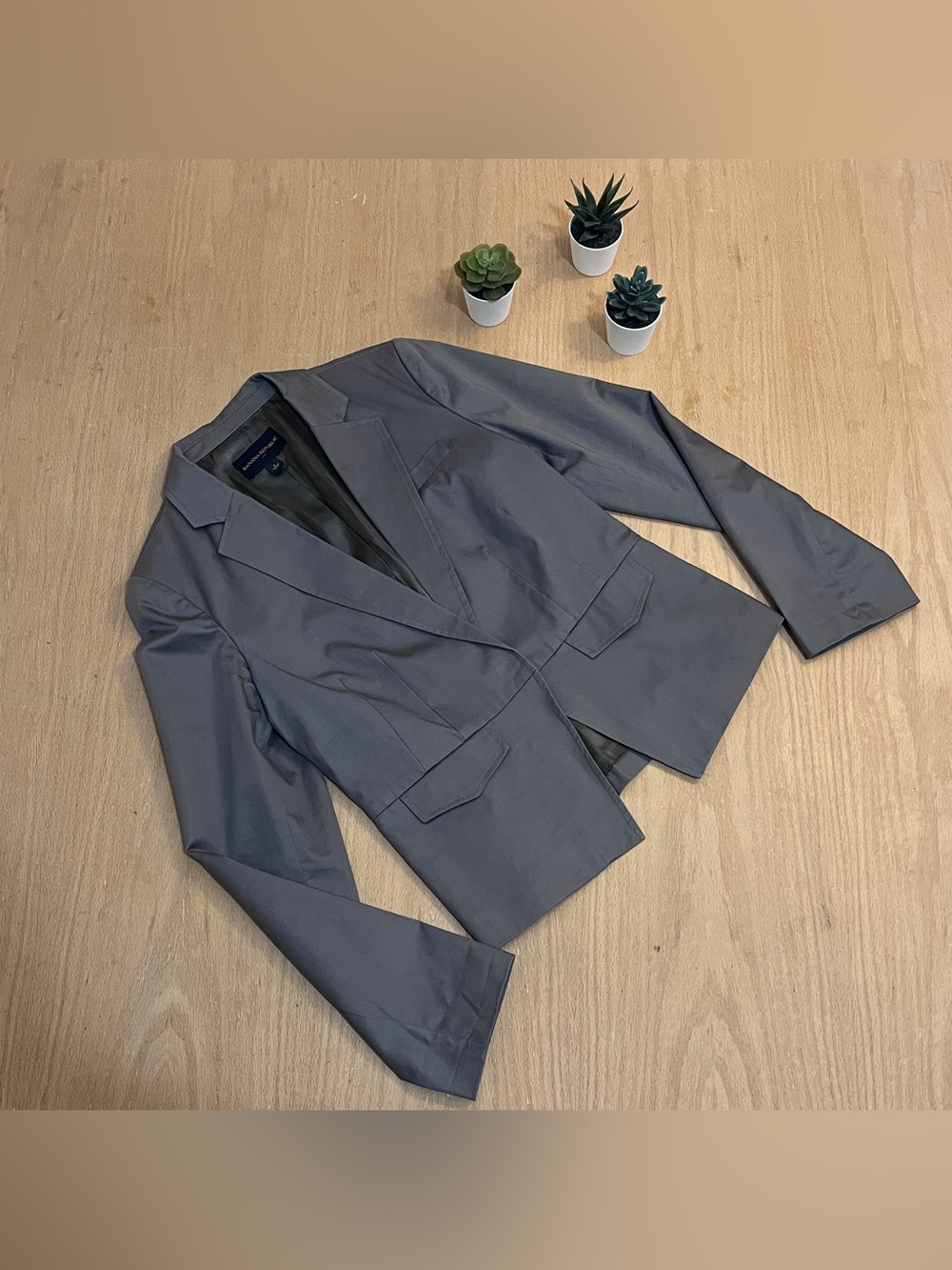 Banana Republic Women’s Grey Cotton Single Snap Blazer